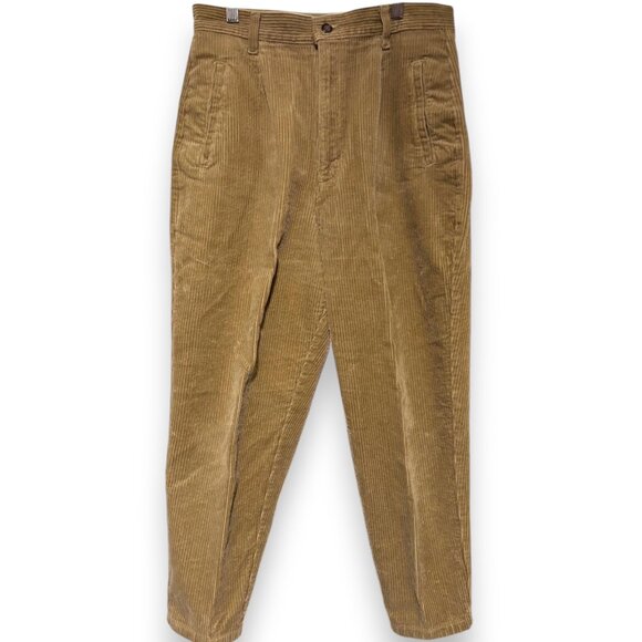 Essentials Style VTG 90s Y2K light brown corduroy high rise pleated pants sz 12 - Picture 2 of 12